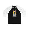 Wotherspoon 29 Boston Hockey Gold Vertical Design Unisex Tri-Blend 3/4 Sleeve Raglan Baseball Shirt