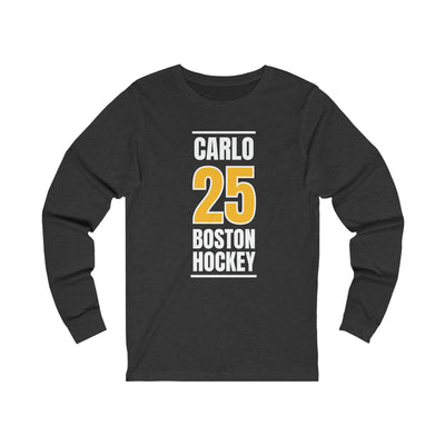 Carlo 25 Boston Hockey Gold Vertical Design Unisex Jersey Long Sleeve Shirt