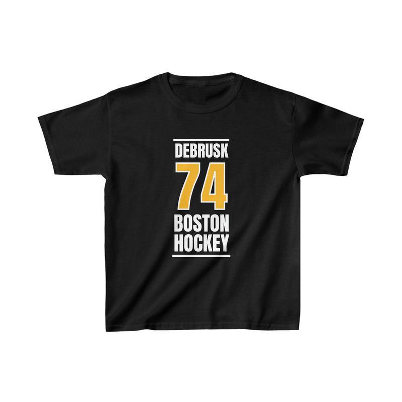 DeBrusk 74 Boston Hockey Gold Vertical Design Kids Tee