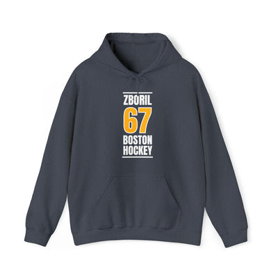 Zboril 67 Boston Hockey Gold Vertical Design Unisex Hooded Sweatshirt