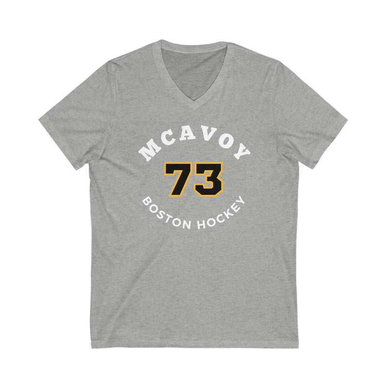 McAvoy 73 Boston Hockey Number Arch Design Unisex V-Neck Tee