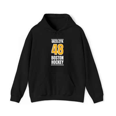 Grzelcyk 48 Boston Hockey Gold Vertical Design Unisex Hooded Sweatshirt