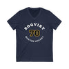 Boqvist 70 Boston Hockey Number Arch Design Unisex V-Neck Tee