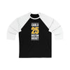 Carlo 25 Boston Hockey Gold Vertical Design Unisex Tri-Blend 3/4 Sleeve Raglan Baseball Shirt