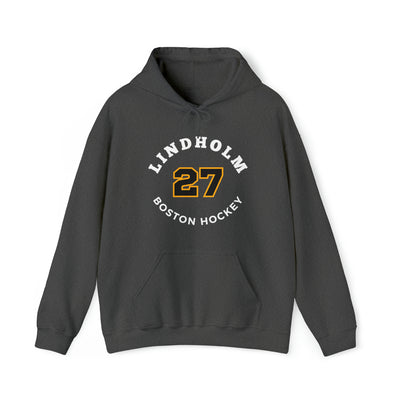 Lindholm 27 Boston Hockey Number Arch Design Unisex Hooded Sweatshirt