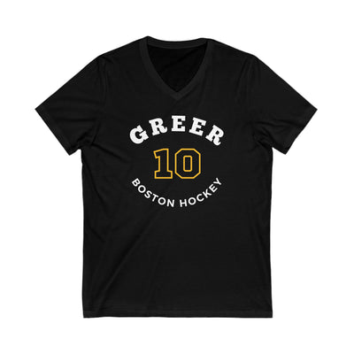 Greer 10 Boston Hockey Number Arch Design Unisex V-Neck Tee