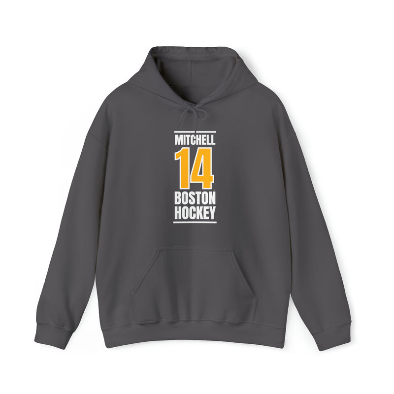 Mitchell 14 Boston Hockey Gold Vertical Design Unisex Hooded Sweatshirt