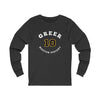 Greer 10 Boston Hockey Number Arch Design Unisex Jersey Long Sleeve Shirt
