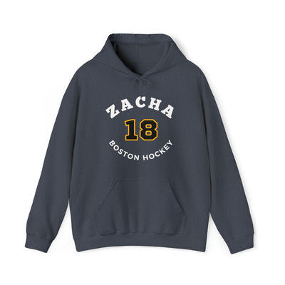 Zacha 18 Boston Hockey Number Arch Design Unisex Hooded Sweatshirt