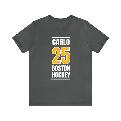 Carlo 25 Boston Hockey Gold Vertical Design Unisex T-Shirt