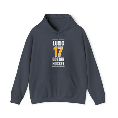 Lucic 17 Boston Hockey Gold Vertical Design Unisex Hooded Sweatshirt