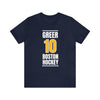 Greer 10 Boston Hockey Gold Vertical Design Unisex T-Shirt