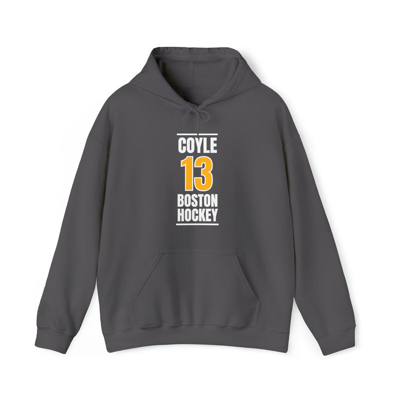 Coyle 13 Boston Hockey Gold Vertical Design Unisex Hooded Sweatshirt