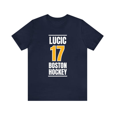 Lucic 17 Boston Hockey Gold Vertical Design Unisex T-Shirt