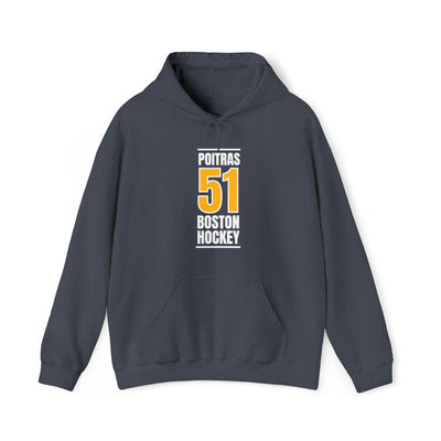 Poitras 51 Boston Hockey Gold Vertical Design Unisex Hooded Sweatshirt