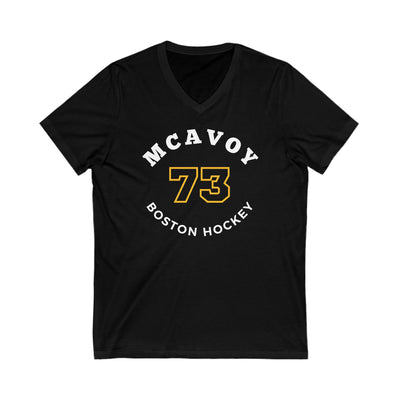 McAvoy 73 Boston Hockey Number Arch Design Unisex V-Neck Tee