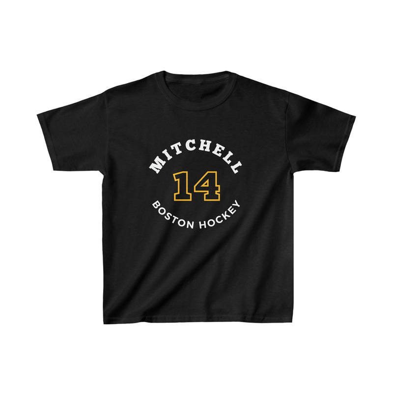 Mitchell 14 Boston Hockey Number Arch Design Kids Tee