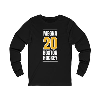 Megna 20 Boston Hockey Gold Vertical Design Unisex Jersey Long Sleeve Shirt