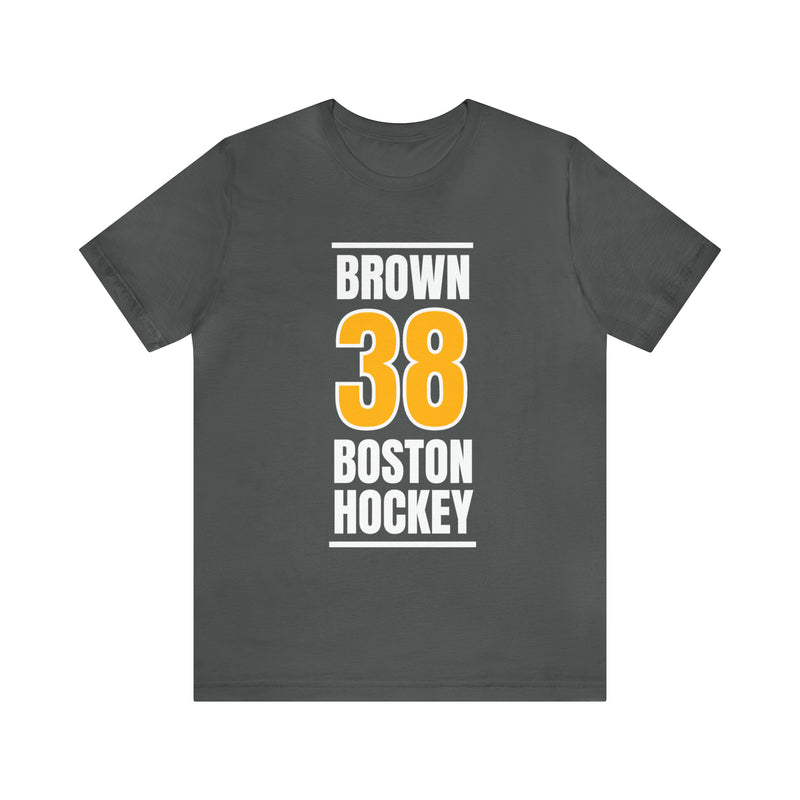 Brown 38 Boston Hockey Gold Vertical Design Unisex T-Shirt