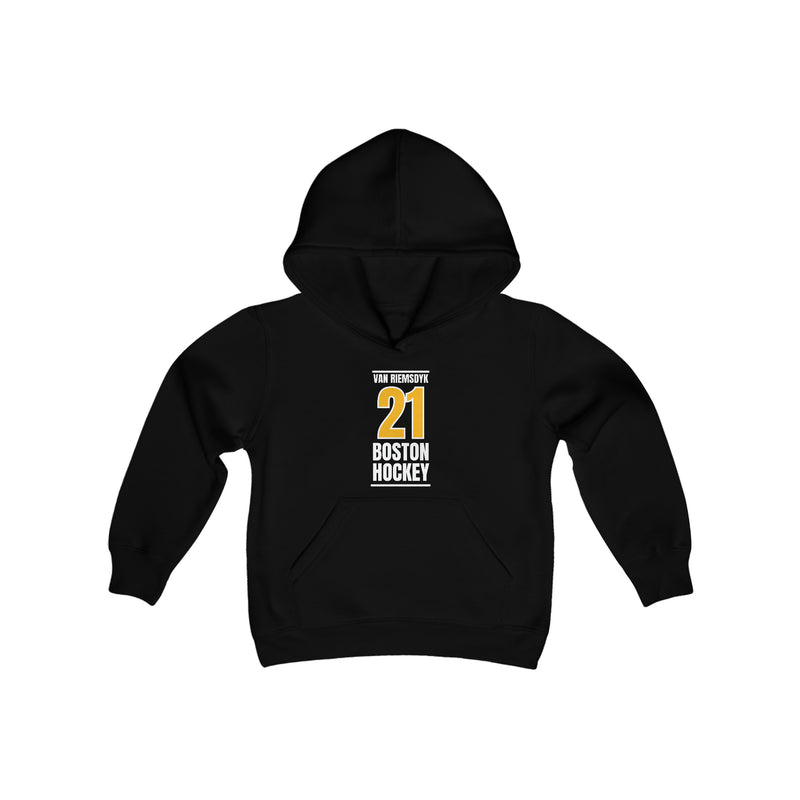 van Riemsdyk 21 Boston Hockey Gold Vertical Design Youth Hooded Sweatshirt