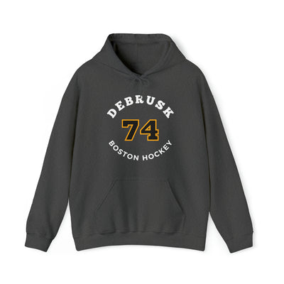 DeBrusk 74 Boston Hockey Number Arch Design Unisex Hooded Sweatshirt