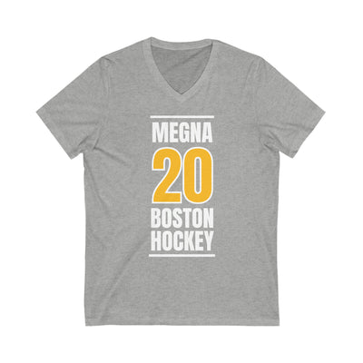 Megna 20 Boston Hockey Gold Vertical Design Unisex V-Neck Tee