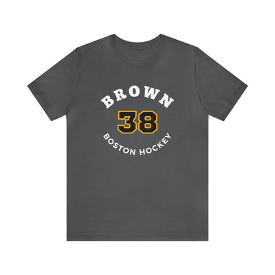 Brown 38 Boston Hockey Number Arch Design Unisex T-Shirt