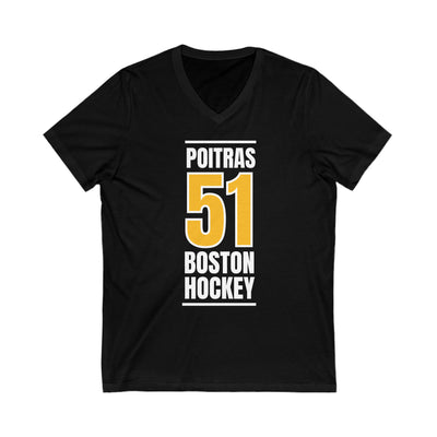 Poitras 51 Boston Hockey Gold Vertical Design Unisex V-Neck Tee