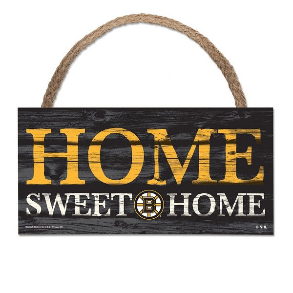 Boston Bruins Home Sweet Home Roped Wood Sign