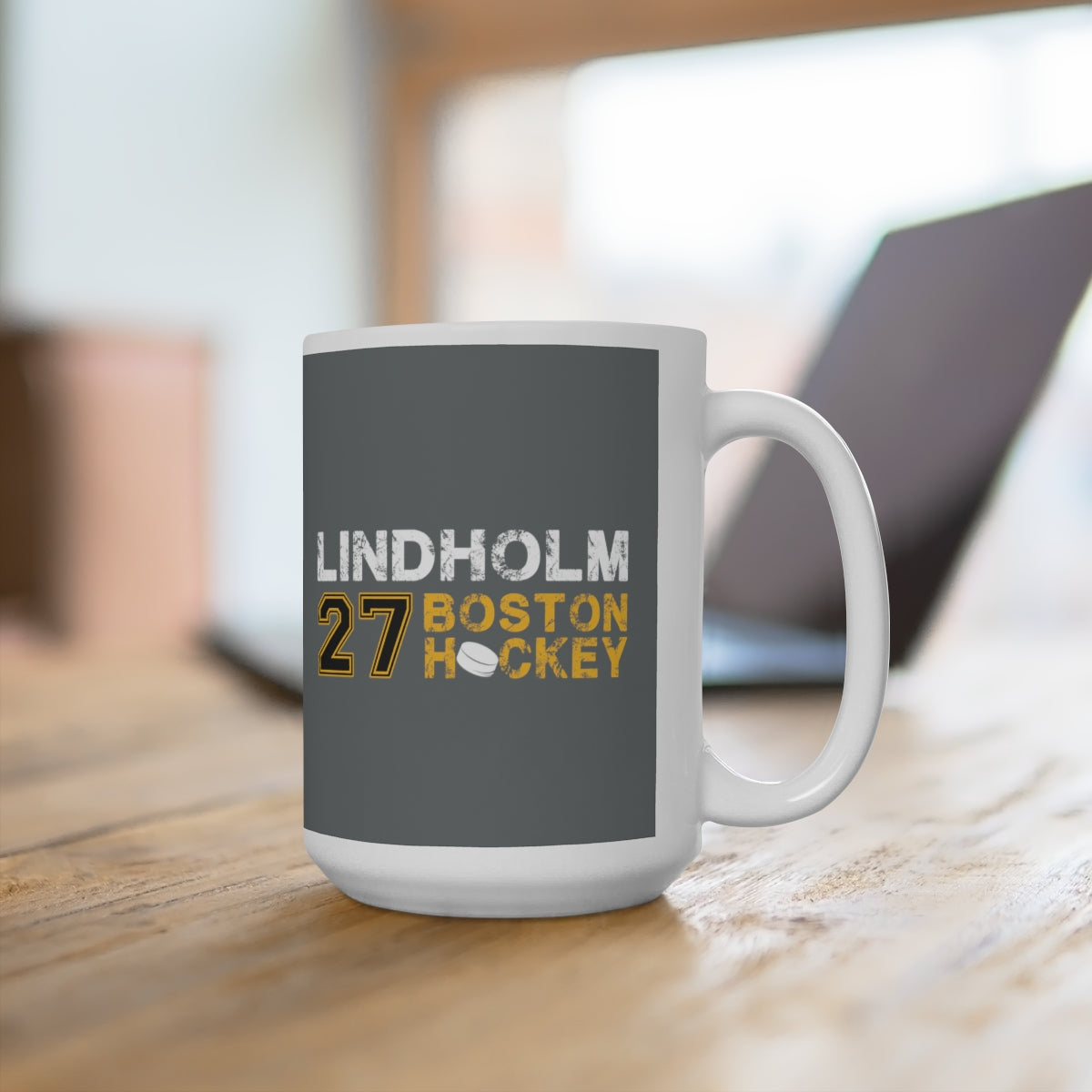 Lindholm 27 Boston Hockey Ceramic Coffee Mug In Gray, 15oz