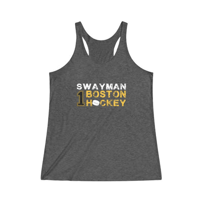 Swayman 1 Boston Hockey Women's Tri-Blend Racerback Tank
