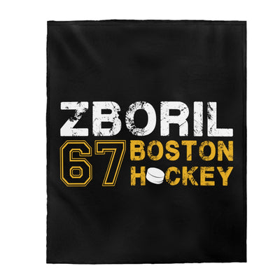 Zboril 67 Boston Hockey Velveteen Plush Blanket
