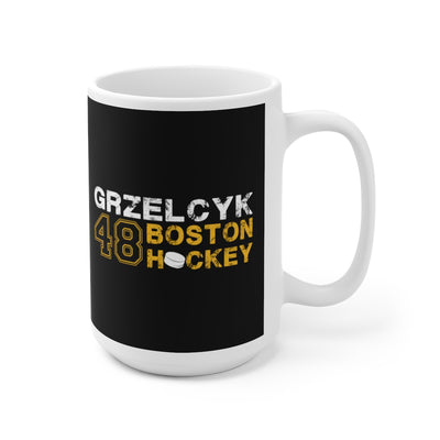 Grzelcyk 48 Boston Hockey Ceramic Coffee Mug In Black, 15oz