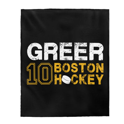 Greer 10 Boston Hockey Velveteen Plush Blanket