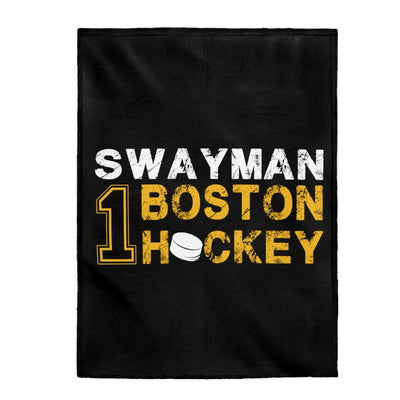 Swayman 1 Boston Hockey Velveteen Plush Blanket