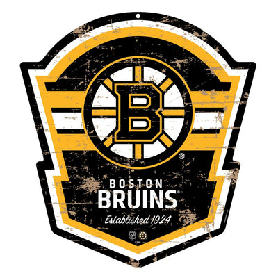 Boston Bruins PVC Distressed Shield Wall Sign, 22 Inch