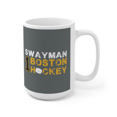 Swayman 1 Boston Hockey Ceramic Coffee Mug In Gray, 15oz