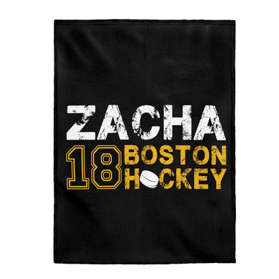Zacha 18 Boston Hockey Velveteen Plush Blanket