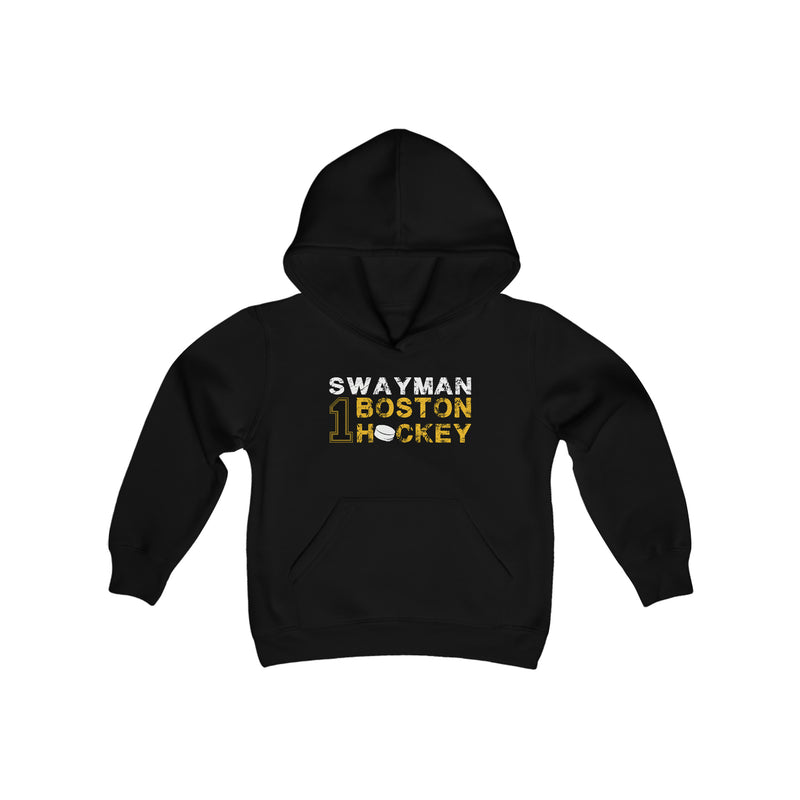 Swayman 1 Boston Hockey Youth Hooded Sweatshirt