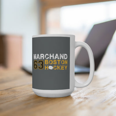 Marchand 63 Boston Hockey Ceramic Coffee Mug In Gray, 15oz